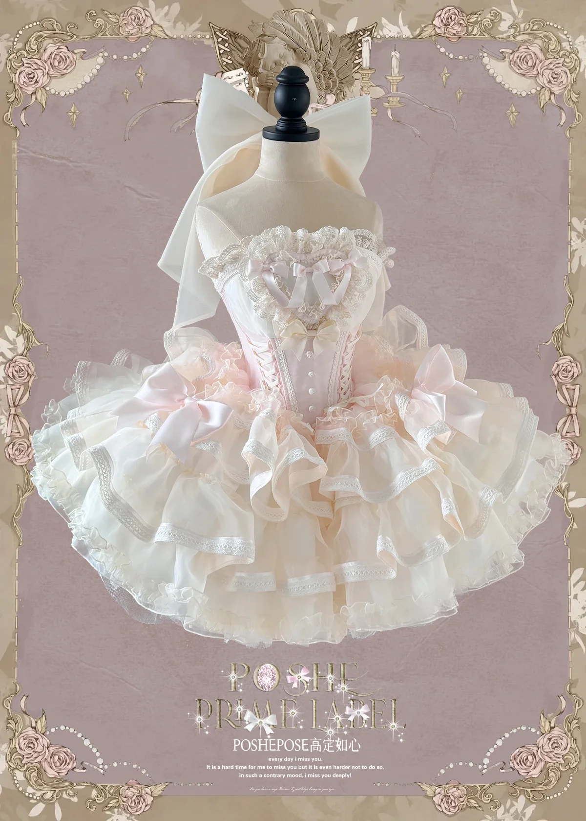 Abito da sposa a fiore bianco con fiocco in pizzo dal design originale. Abiti da principessa corti con reggiseno a lisca di pesce Lolita da donna