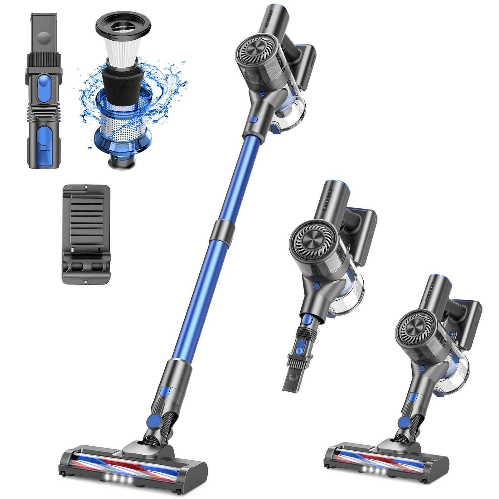 GOOVI Pet Cordless Vacuum with 0.5L Dust Cup, LED Headlight, Detachable Retractable Handheld Vacuum Cleaner, Crevice Tool