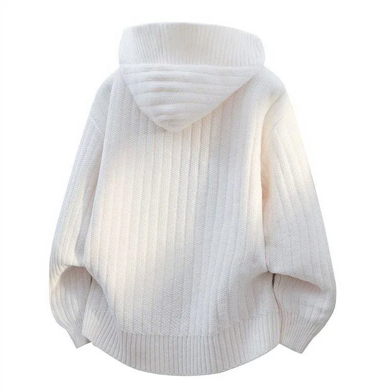 Autumn Winter Men's Fake Two Half Zipper Sweater High Quality Hooded Knitted Pullovers Men Fashion Casual Knit Pullover Sweaters