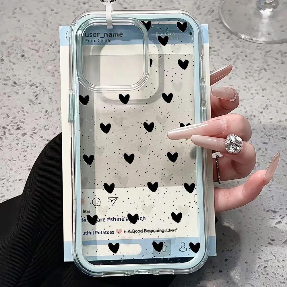 Herz-Polka-Dots-Handyhülle für iPhone 17 13 16 15 11 12 14 Pro Max 17 Air XR X Hülle Silikon 2 IN 1 Stoßfeste Weiche Klare Abdeckung – Detail 3