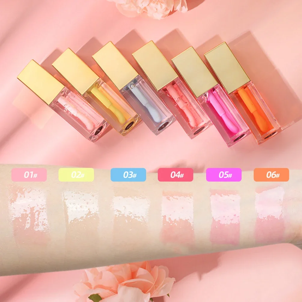 Gold Lid Private Label Plant Lip Oil Custom Logo Long Lasting Hydrating Water Gloss Glass Transparent Shiny Makeup Wholesale