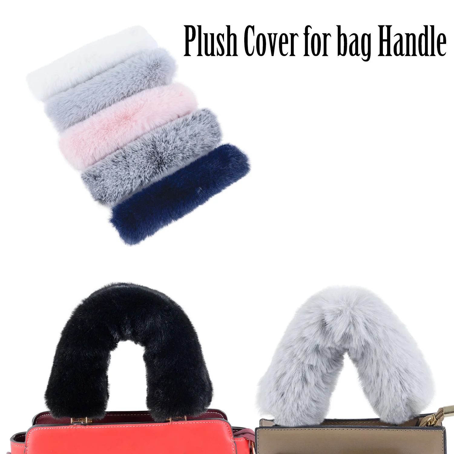 New  1 Pc Universal  plush Fur Furry bag strap covers Loop Fastener Cover for Leather Handles for Obag Women Shoulder Handbag