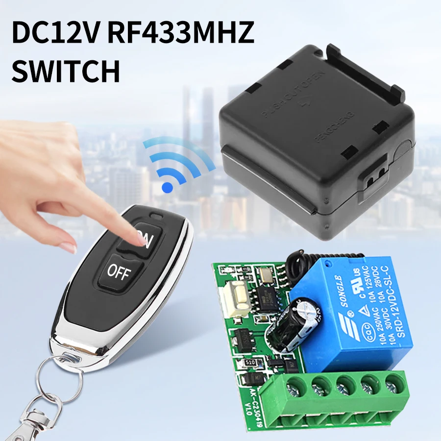 433Mhz DC 12V 1CH Universal Wireless Remote Control Switch 10A Relay Receiver Module RF Transmitter 433Mhz For LED Gate Garage