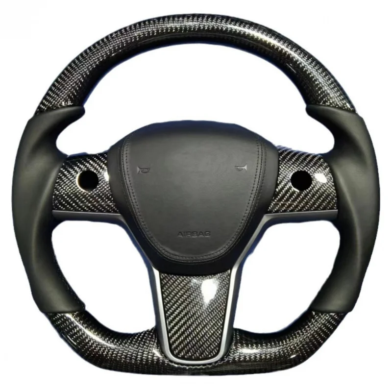 For Tesla Model 3/Y modified carbon fiber steering wheel upgrade with suede D-shaped steering wheel