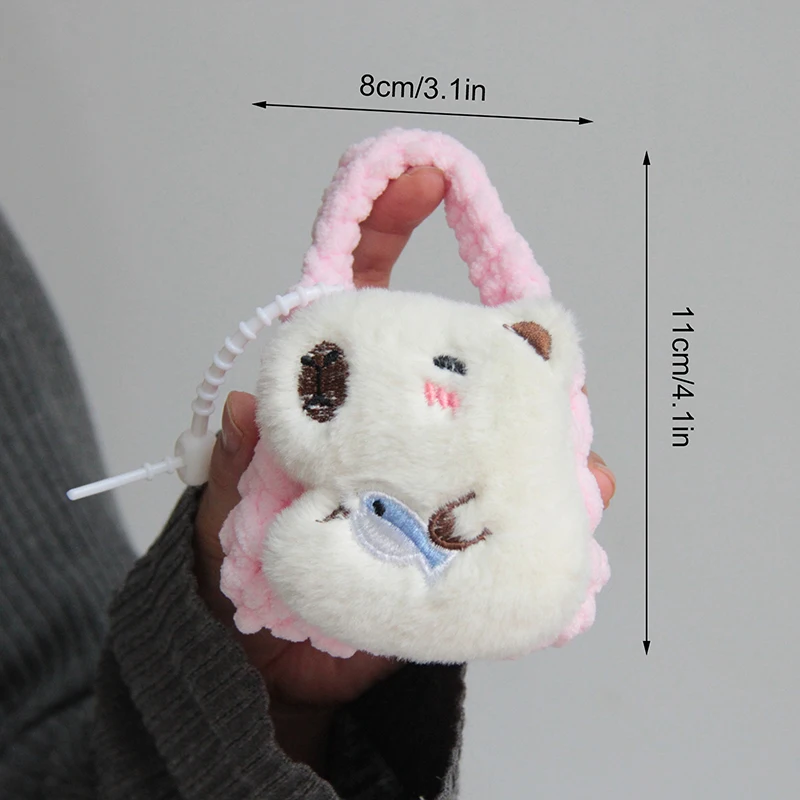 Bonito dos desenhos animados capibala fone de ouvido proteção mini saco kawaii portátil mini carteira saco de pelúcia pequeno saco de armazenamento para meninas presentes