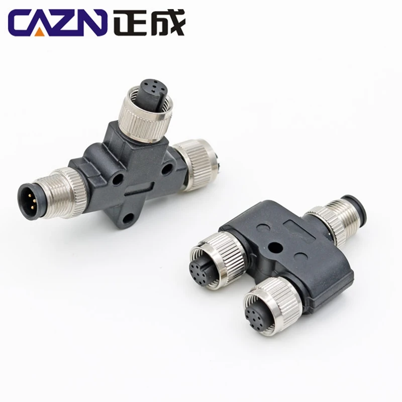 M12 1 Male to 2 Female Y-Type Adapter Connector A-Code PSS-Type Connector for Electronic Components