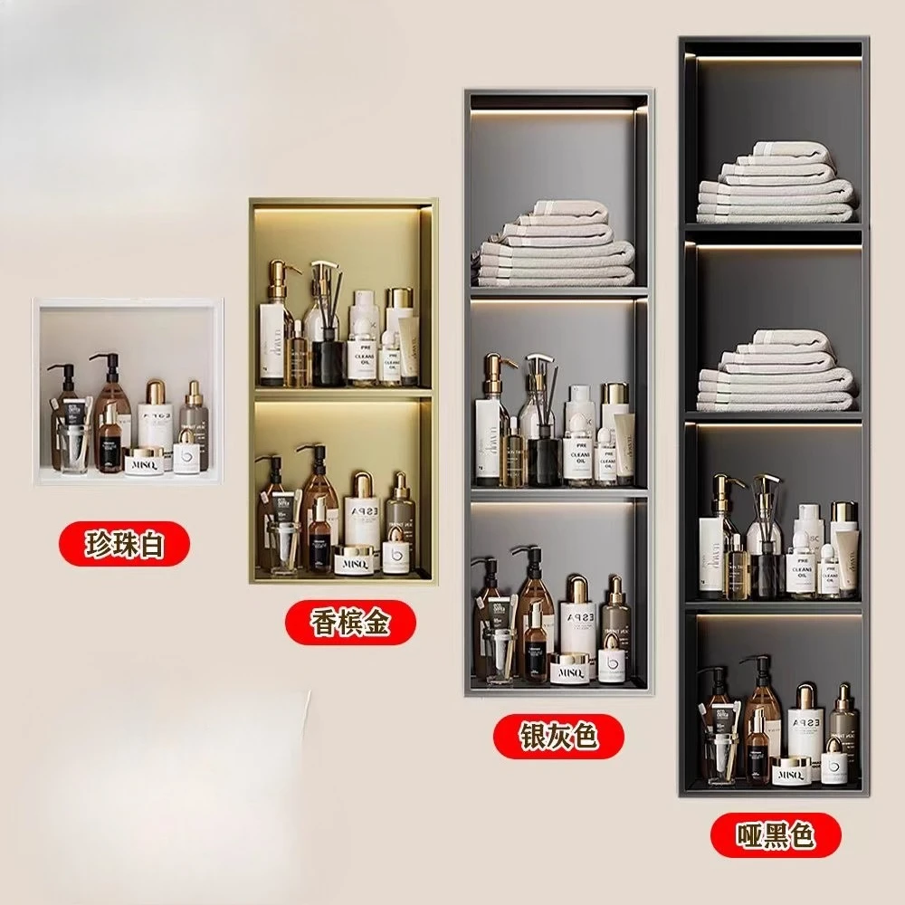 

Shelf toilet trash can bathroom recessed metal niche