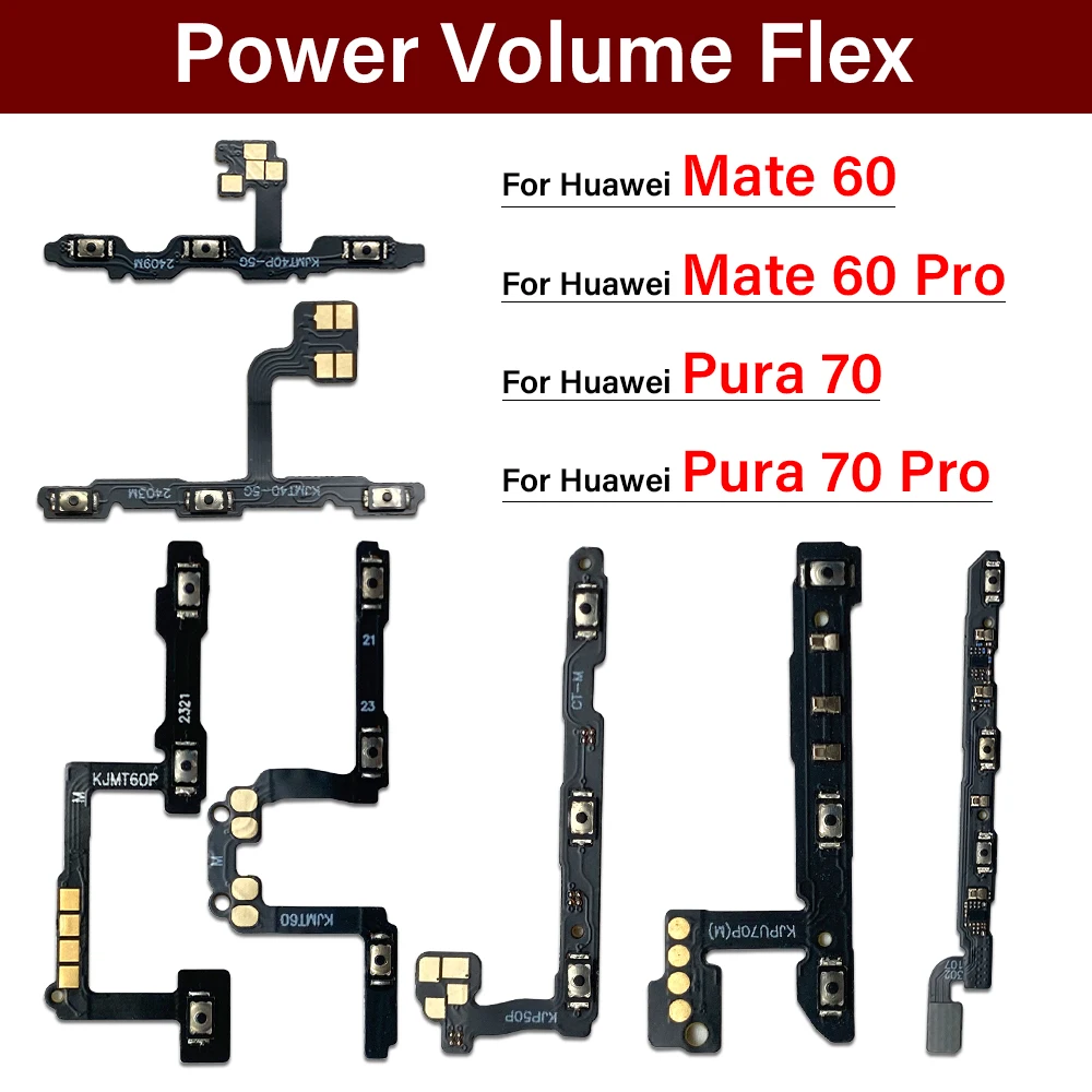 

Верхняя кнопка включения/выключения питания, кнопка регулировки громкости, гибкая кнопка для Huawei Mate 40 Pro 50E 60 60 Pro P50 Pro P50E P60 Pro 70 Pro