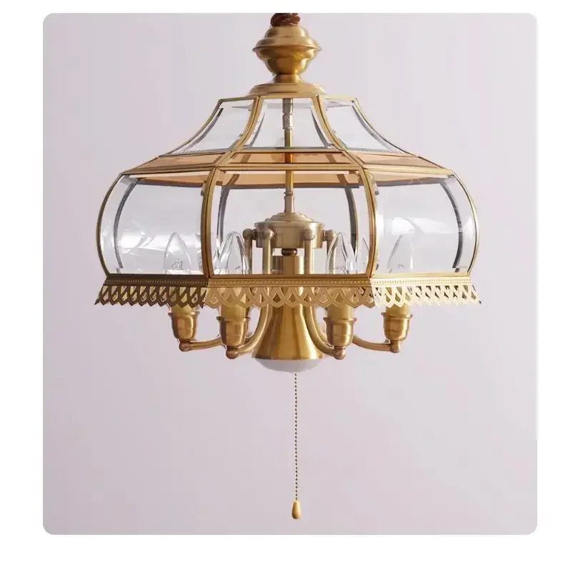 YECTSKINordic American Village Iron Bronze Pendant Light Deco Glass Continental Retro Modern Living Room Lamp Restaurant Bedroom