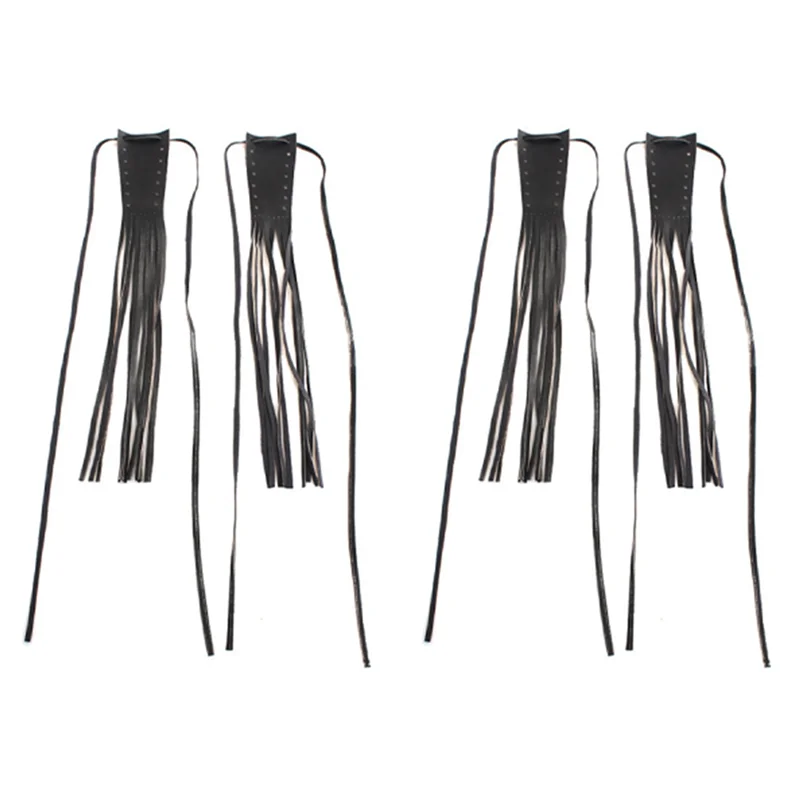 

AR-4X Motorcycle Black PU Leather Brake Lever Covers Biker Clutch Fringe Tassels For Cruiser Chopper Bobber Chief Classic