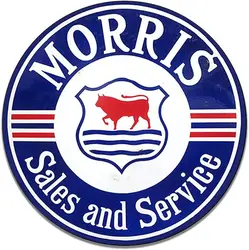 Morris Sales and Service Company Emblem Seal Vintage Gas Signs Reproduction Car Company Vintage Style Metal Signs Round Metal Ti
