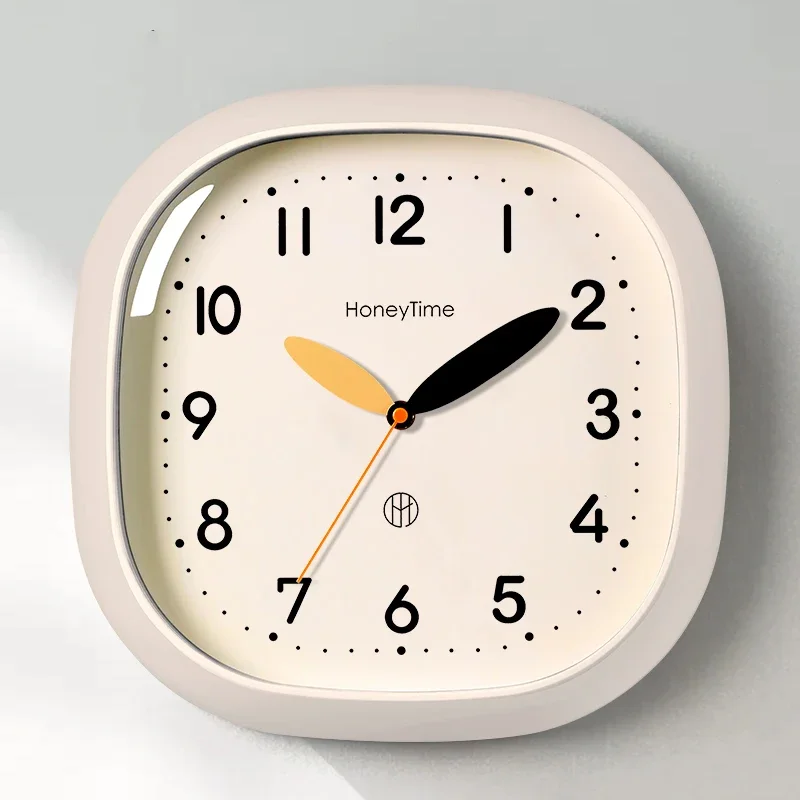 

Modern Square Wall Clock Creamy White - Silent Quartz Minimalist Hanging Watch Decor for Home Office Living Room Holiday Gift