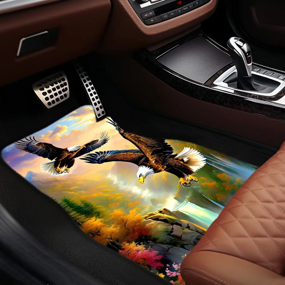 1PC/2PCS/4PCS Multi-Purpose Car Floor Soaring Eagle Luxury Front And Rear Seat Floor Decoration Thick Felt Machine Cleaning Cush