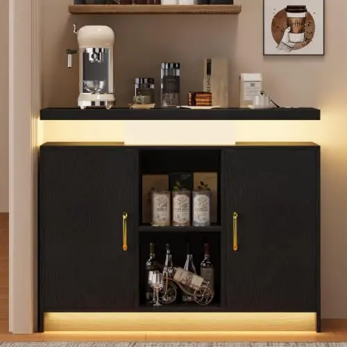 40-Inch Coffee Bar Cabinet with Storage and Charging Station image 2