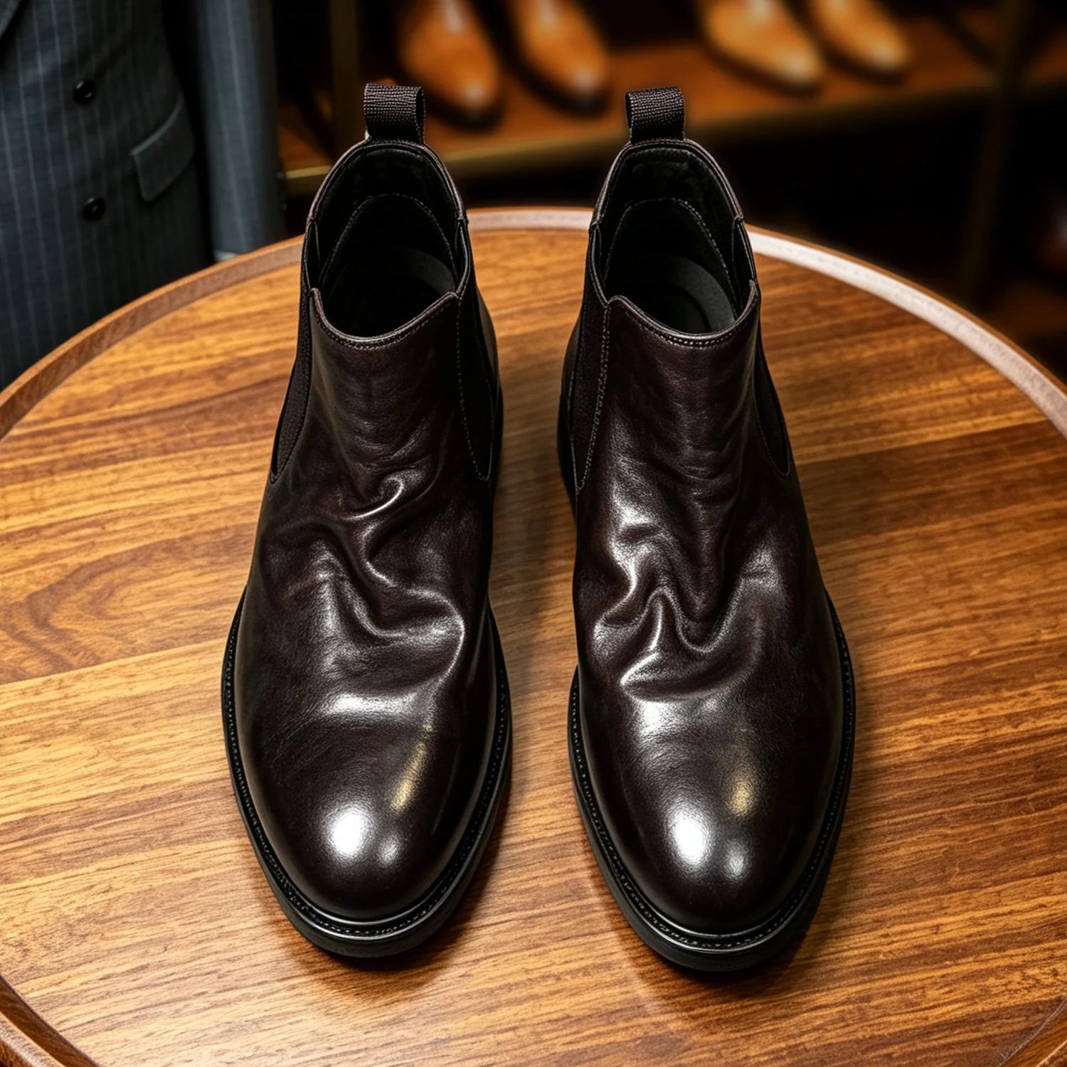 Men's Horsehide Leather Chelsea Boots High-Top Business Leather Slip-On Ankle Boots | Luxury Versatile Genuine Dress Short Boots
