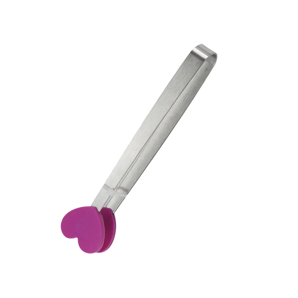 

Heart Shape Food Clips Stainless Steel Silicon Bread Tong Purple Fruit Clip Bbq Tong Kitchen Tools For Home Restaurant Use