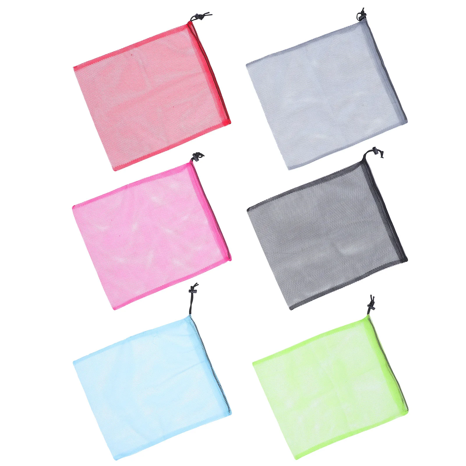 

6pcs Drawstring Mesh Bags Lightweight Storage Pouches For Travel Outdoor Yoga Shopping Beach Drawstring Storage Bag