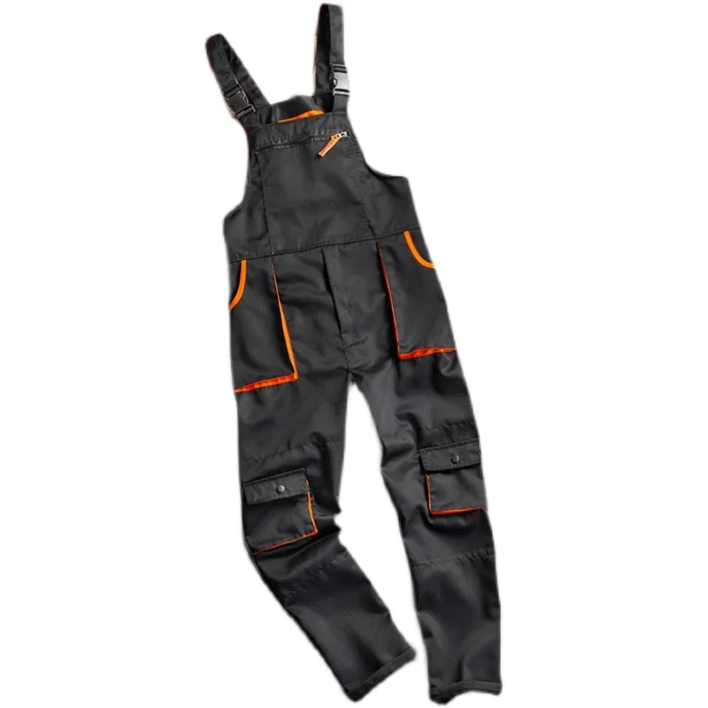 Bib Overall Casual Worker Clothing Plus Size Sleeveless Bib Pants Protective Coverall Strap Jumpsuits Fly Pockets Uniforms S-4XL