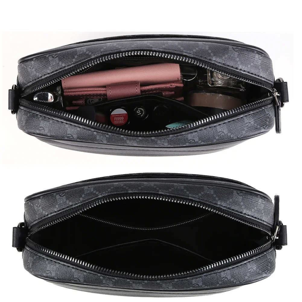 Luxury Business Shoulder Bag for Design Plaid PU Leather Messenger Bag Crossbody Bag Casual Zipper Small Square Sling  bags