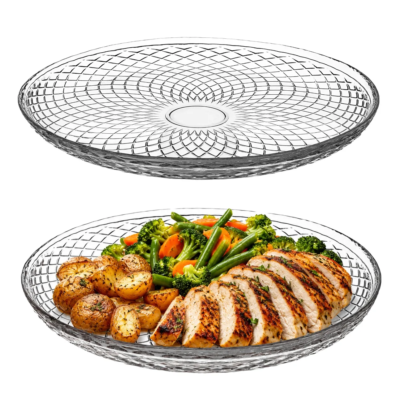 Lunchbord Tegels 30 cm Glas Grote Ronde Glazen Platte Plaat