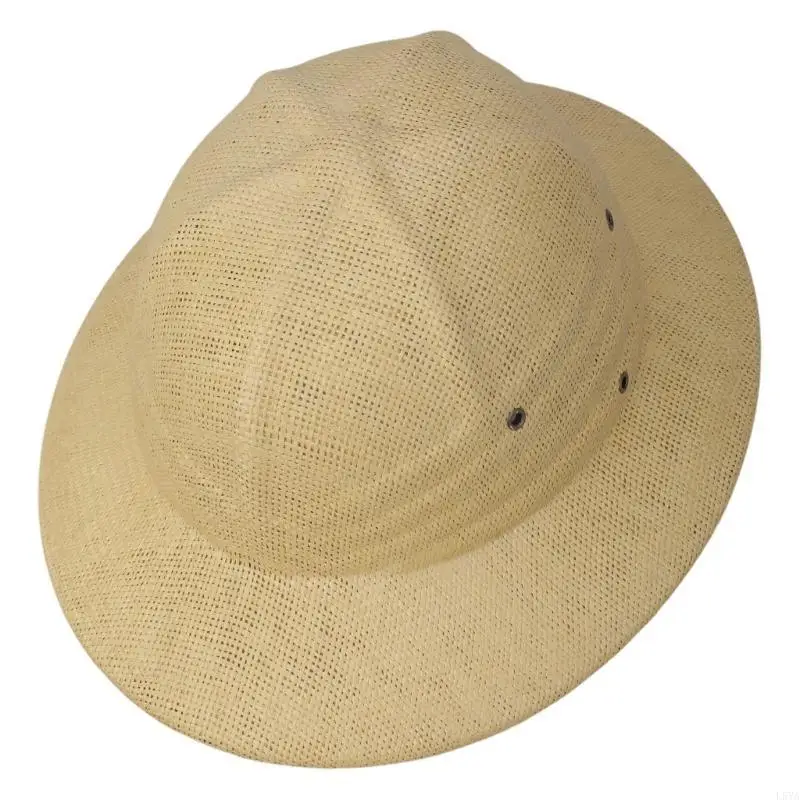 

L5YA Elegant Cosplay Hat Straw Hat with PU Belt, Cool and Comfortable Cosplay Hat Handmade Straw Hat