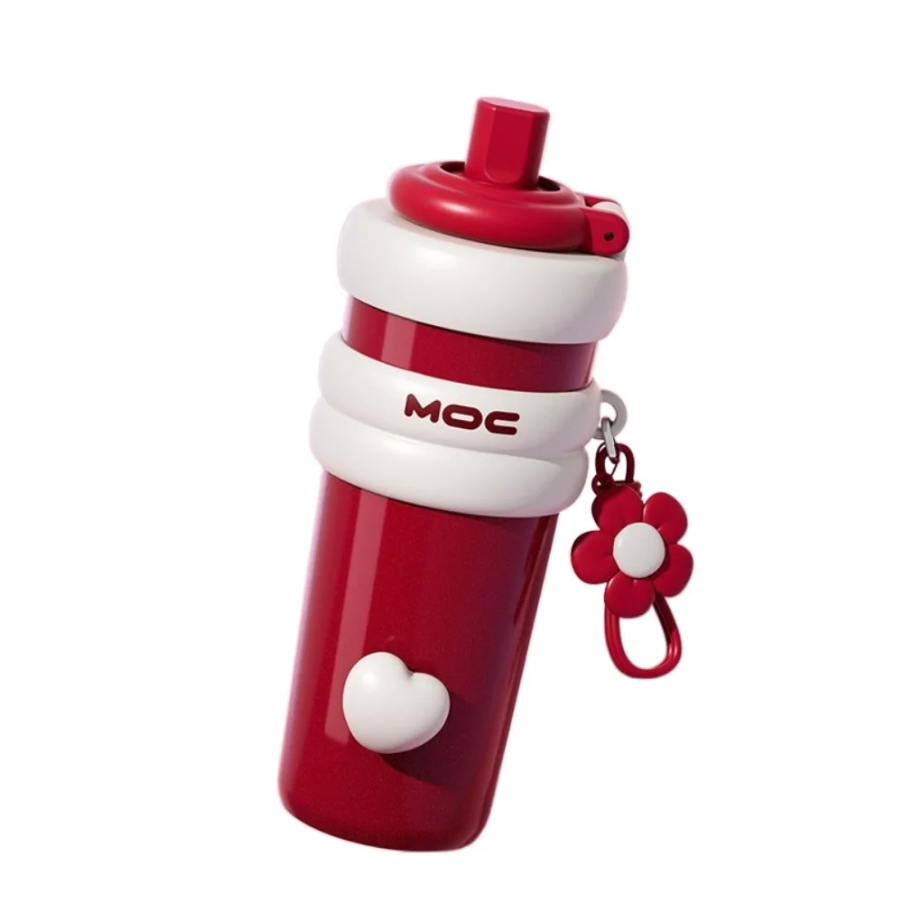 

Large Capacity Straw Vacuum Cup with Flower Pendant Keeps Cold and Heat Insulated Cup Easy To Clean Ceramic Coating