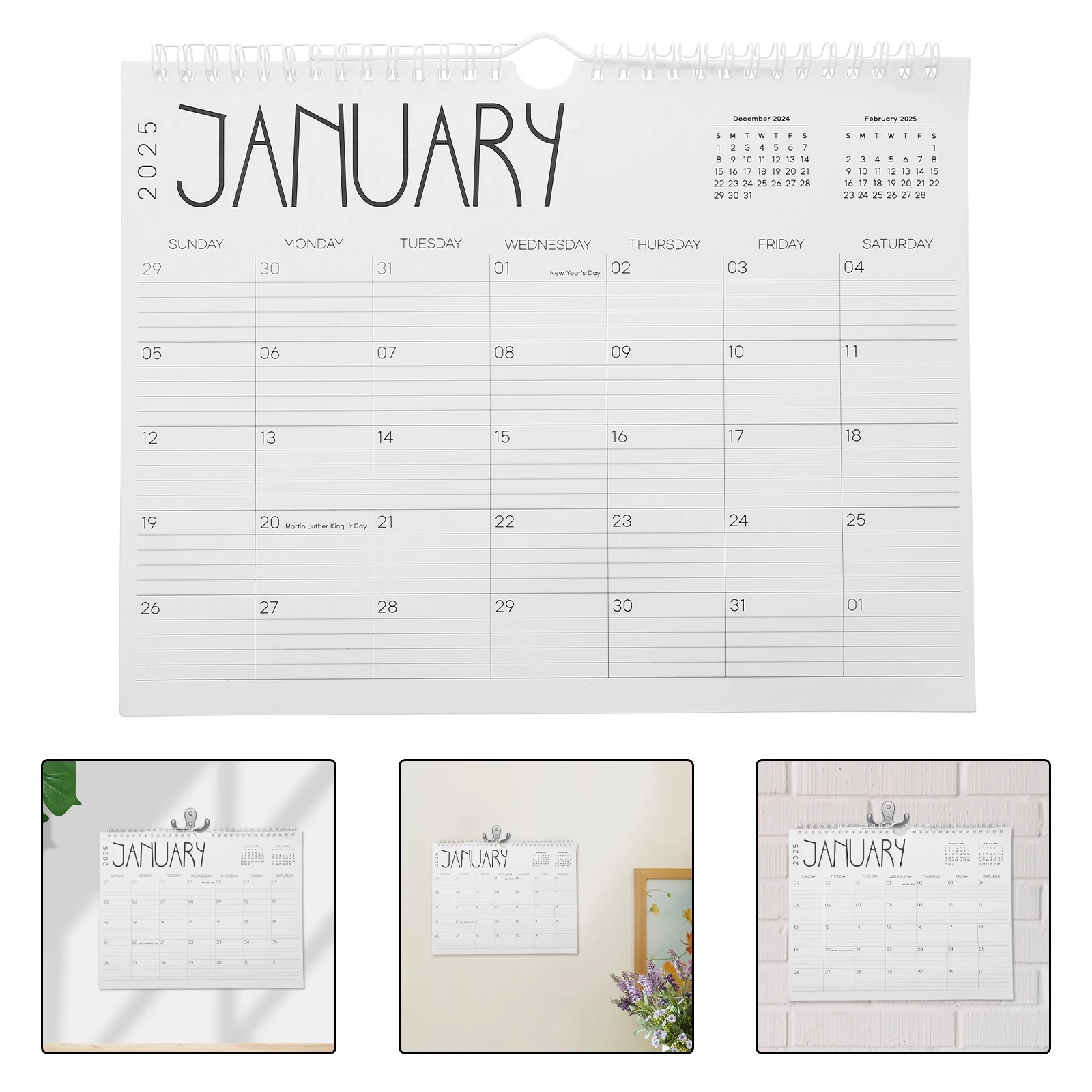 

2025 Wall Calendar 12 Months Hanging Yearly Planner For Home Office School Tear-Off Monthly Schedule With Note Blocks Large