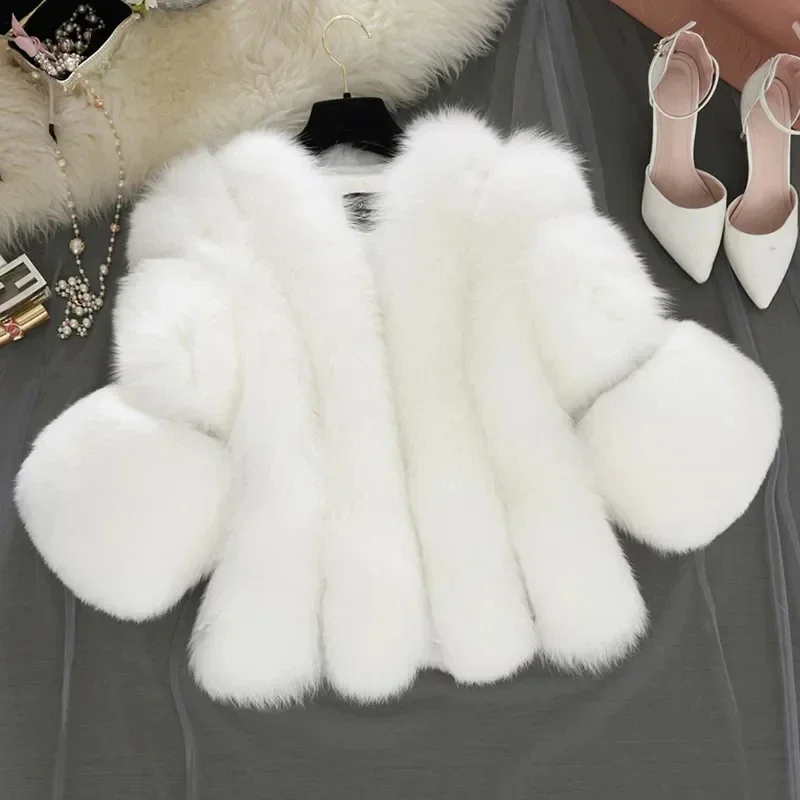 S-3XL Women Coats Autumn Winter Fluffy Faux Fur Coat Female Elegant Thick Fluffy Warm Jackets Short Lady Party Elegant Outfits