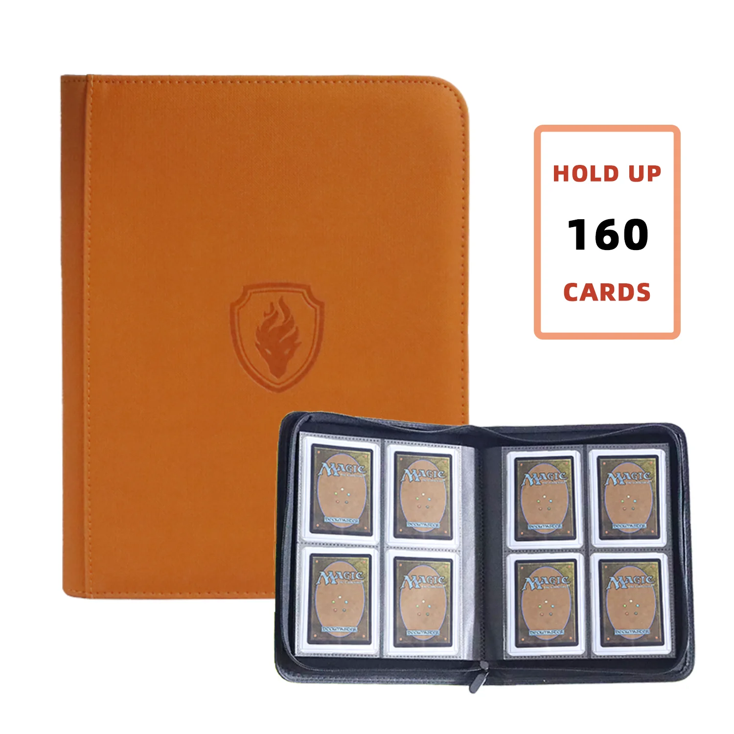 Houdt 160 kaarten vast | Ruilkaartbinder voor 3"×4" kaarten |   Dubbelzijdig album met 4 zakken | PU lederen ritsmap voor TCG/sportkaarten - afbeelding 1
