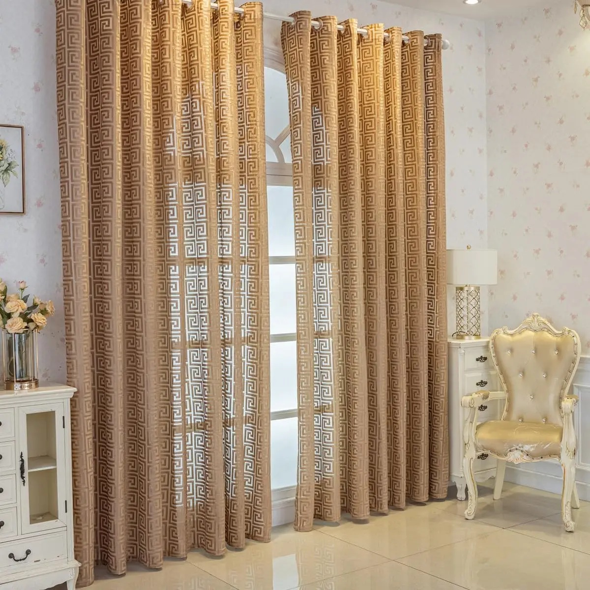 Imagem -04 - Sheer Jacquard Tulle Curtain para Sala de Estar Geométrica Luxo Quarto Painel 140cm Largura