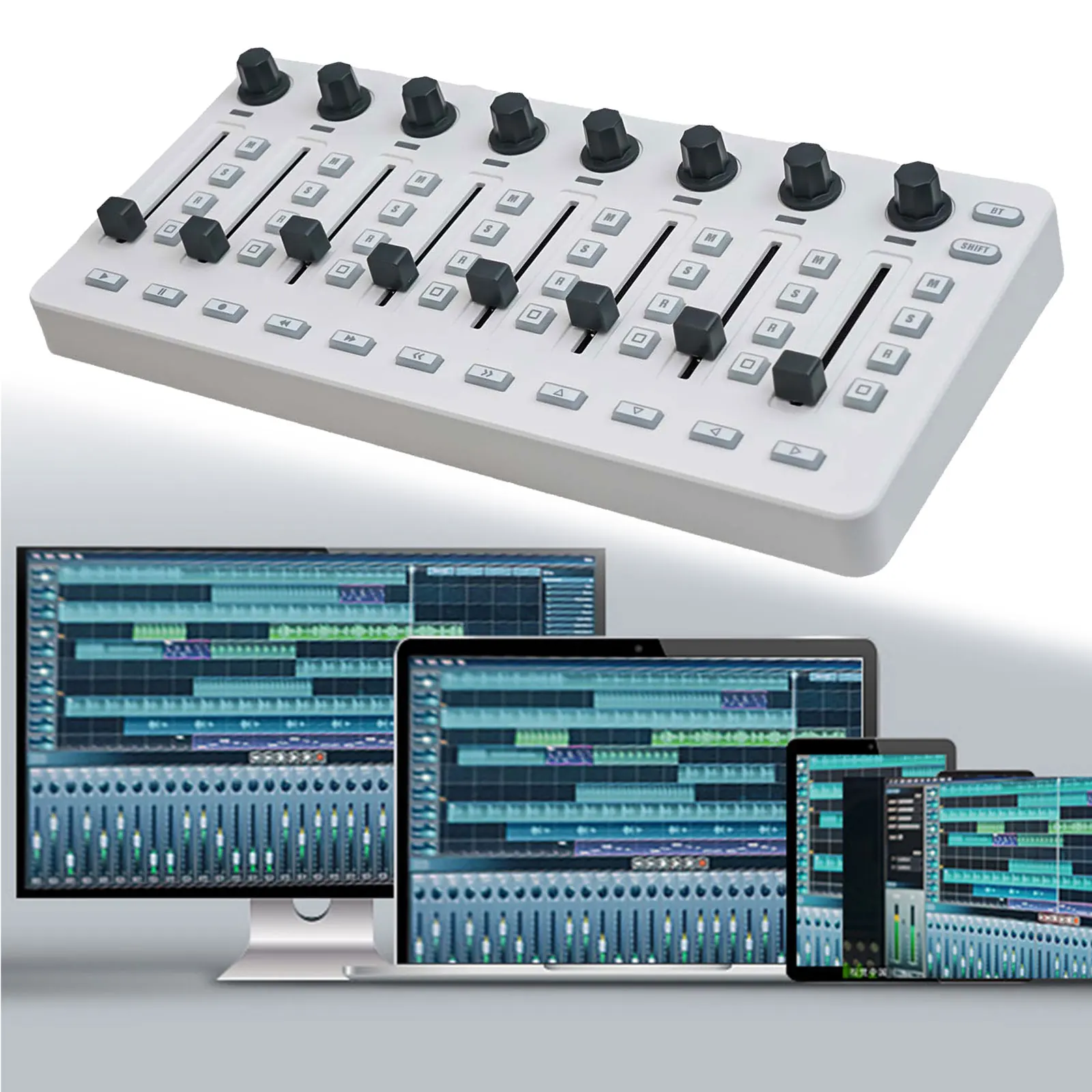 DAW-Focused For MIDI Controller For Mixing Console for For M-VAVE Supporting For Multiple Operating SysteFor via BT and USB