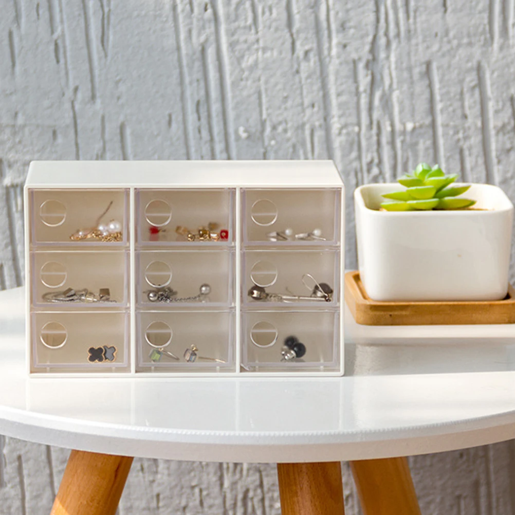 

9 Drawer Box 10x7 8x16 3cm Clear Plastic Storage Box Jewelry Organizer Removable Stackable Desk Clutter Solution