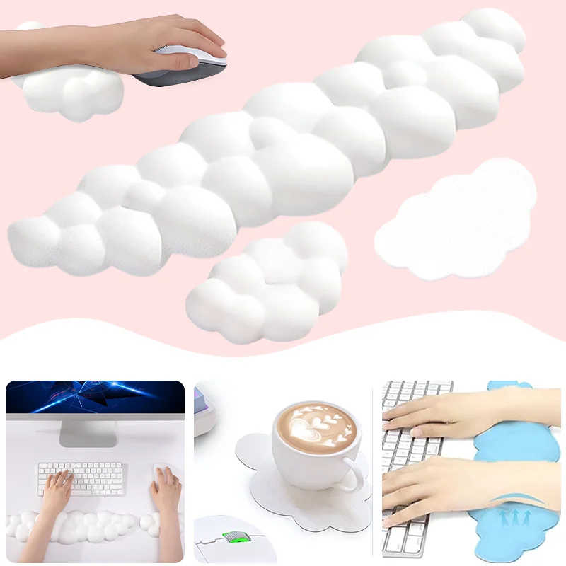 Keyboard Wrist Rest Cloud Memory Foam Mouse Pad Ergonomic Support Wrist Cushion Non-Slip Rubber Desk Mat Office Supplies