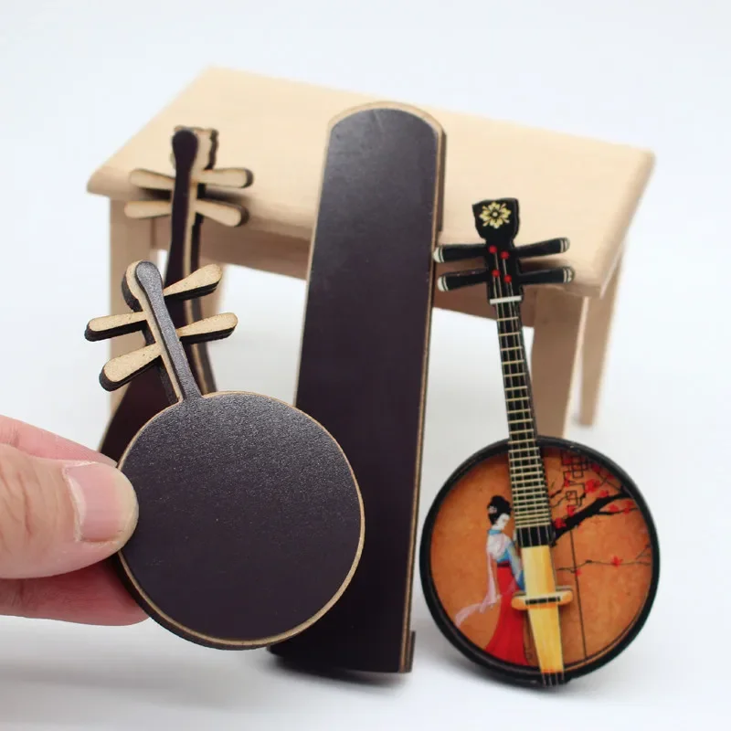 1:6 Dollhouse Chinese Instruments Guqin Pipa Ethnic Style Zither Mini Miniatures Shooting Home Decor Model Doll Decoracion