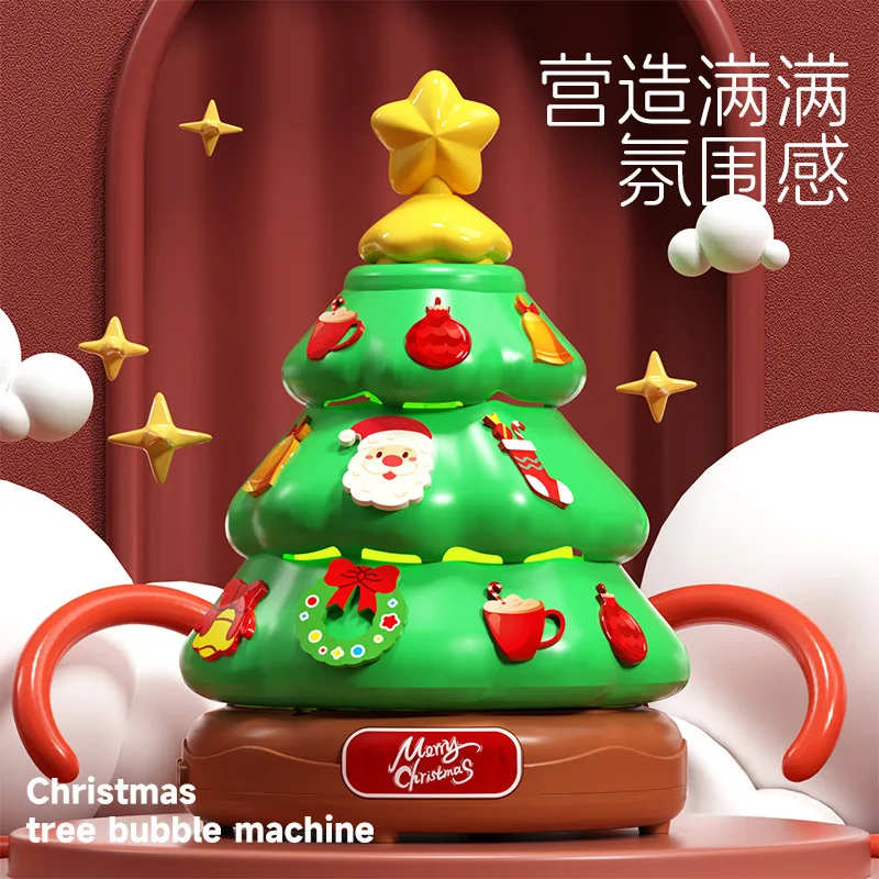 

Automatic Bubble Machine with Music Christmas Tree Model Light Spray Bubbles Outdoor Party Toys for Boys Girls Christmas Gifts