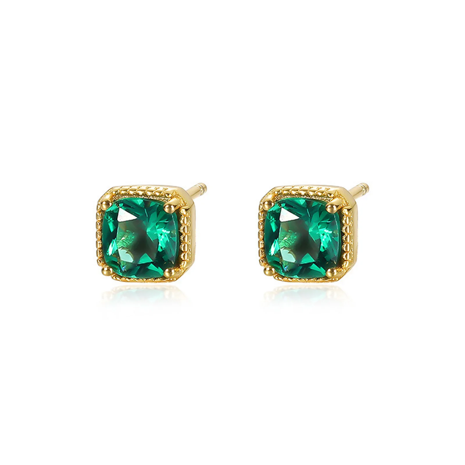 925 silver vintage Ins-inspired cool style inlaid with synthetic zircon and emerald earrings, suitable for daily wear