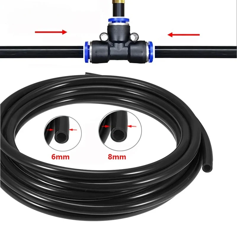 

5M/10M/20M PE Hose 6mm 8mm Pipe Tubing For Misting Cooling System Outdoor Backyard Garden Irrigation Sprinkler Misting Fittings