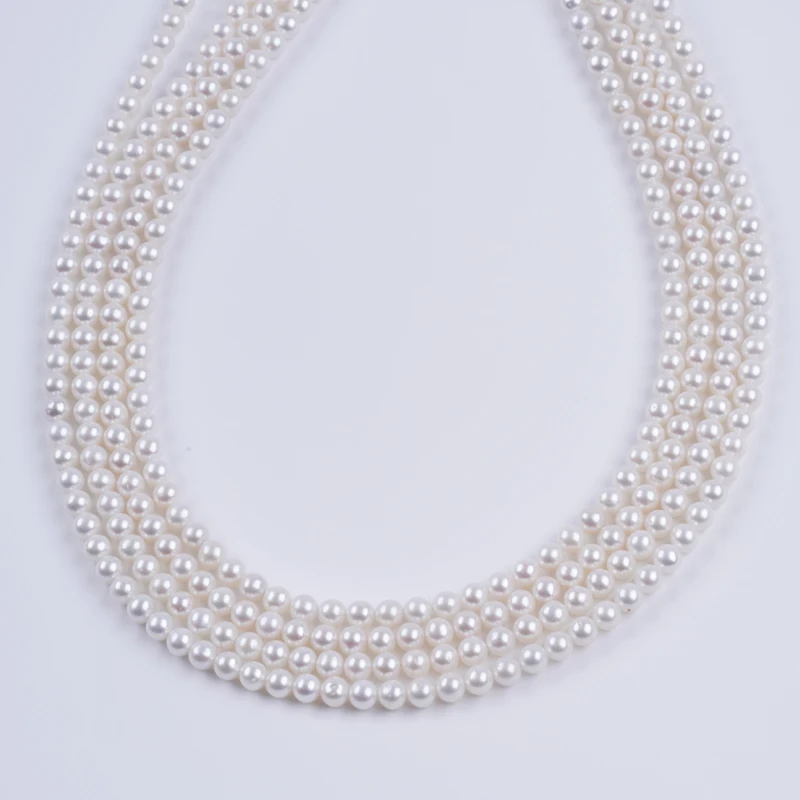 

5-5.5mm AAA white color natural white freshwater round pearl beads strand for jewelry making