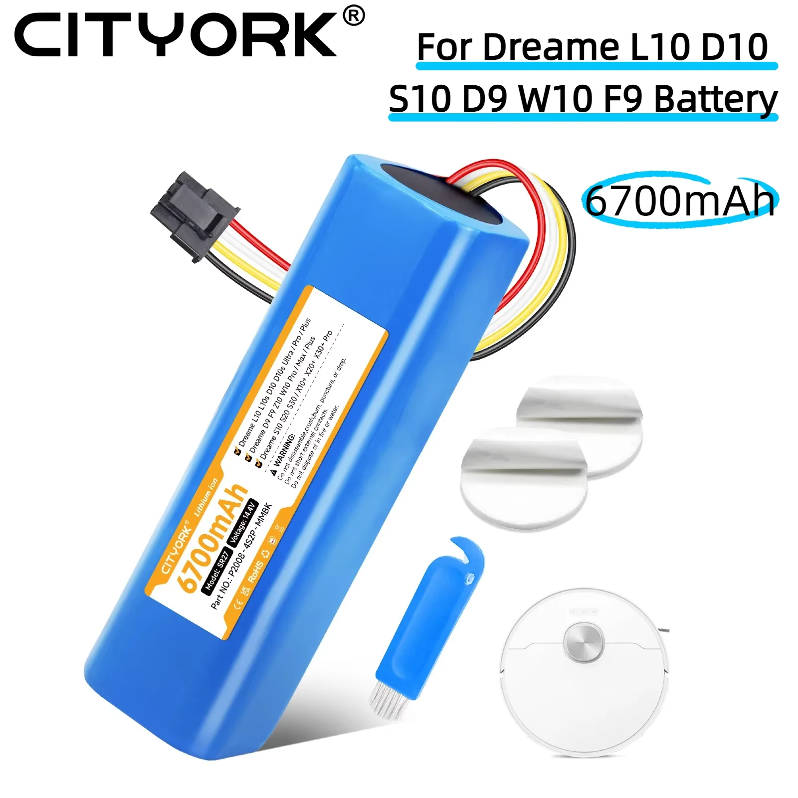 CITYORK 6700mAh Sweeping Robot Battery For Dreame L10 D10 Ultra/ Pro / Plus, D9 F9 Z10 W10 Pro/Max Plus, S10 S20 S30/X10+ X20+ E
