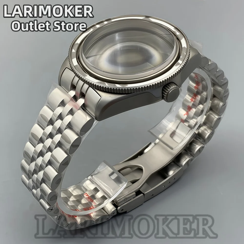 LARIMOKER 40mm Sandblasted Stainless Steel Watch Case Sapphire Ceramic Bezel Jubilee Bracelet Fit NH34 NH35 NH36 PT5000 ETA2824
