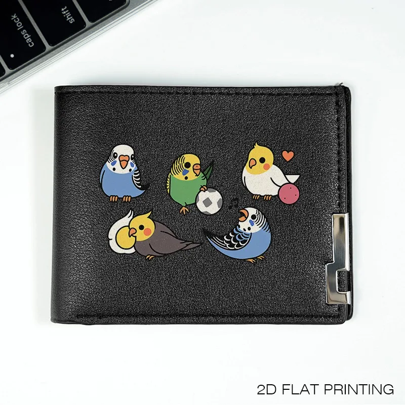 กระเป๋าสตางค์หนัง PU ลายนก กระเป๋าสตางค์แฟชั่นธุรกิจขนาดกะทัดรัดสำหรับผู้ชาย น้ำหนักเบา ทนทาน ใช้ได้ทุกวัน