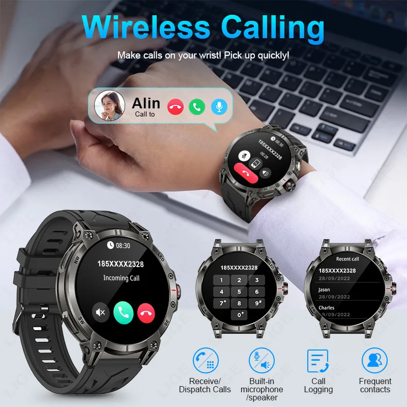 LIGE 2025 New Outdoor Military GPS Compass Smart Watch Men 1.85