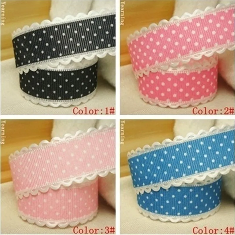 Width 25mm Printed Dot Pattern Ribbon For Children DIY Headwear Wedding Party Scrapbook Decoration Gift Wrap