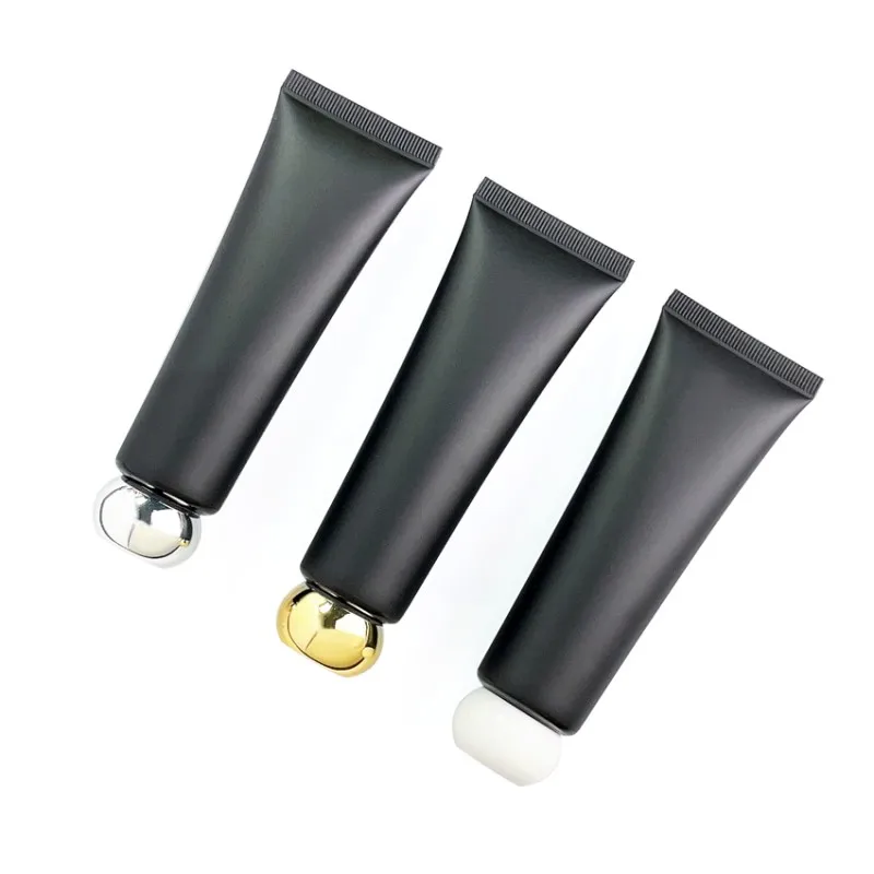 Wholesale New 50g/ml Cosmetic Soft Tubes Matte Black Cream Sample Tube Lotion Bottle Man Makeup Bottles