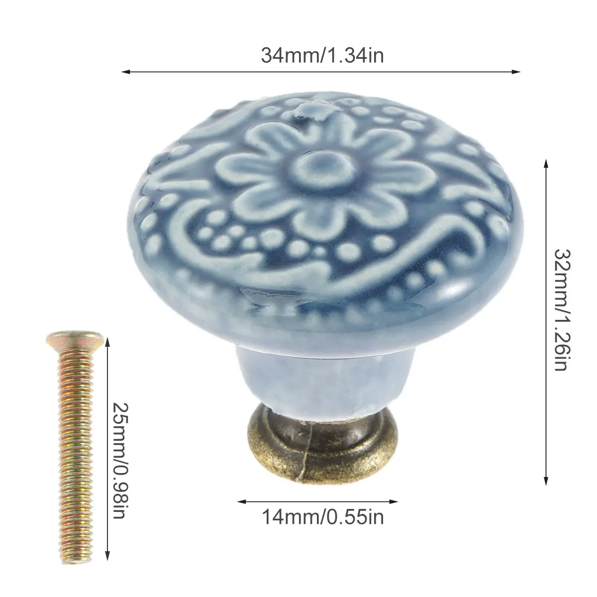 10 Pcs Drawer Pull Handles Round Cabinet Knobs Vintage Ceramic Door Knobs for Closet Cupboard Wardrobe Dresser Kitchen Furniture