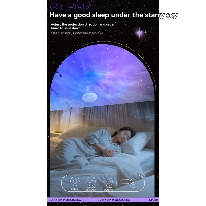 

ABRU-Starry Sky Projector Lamp Featuring Bluetooth Speaker, USB Rechargeable Functionality, And Integrated Music Player