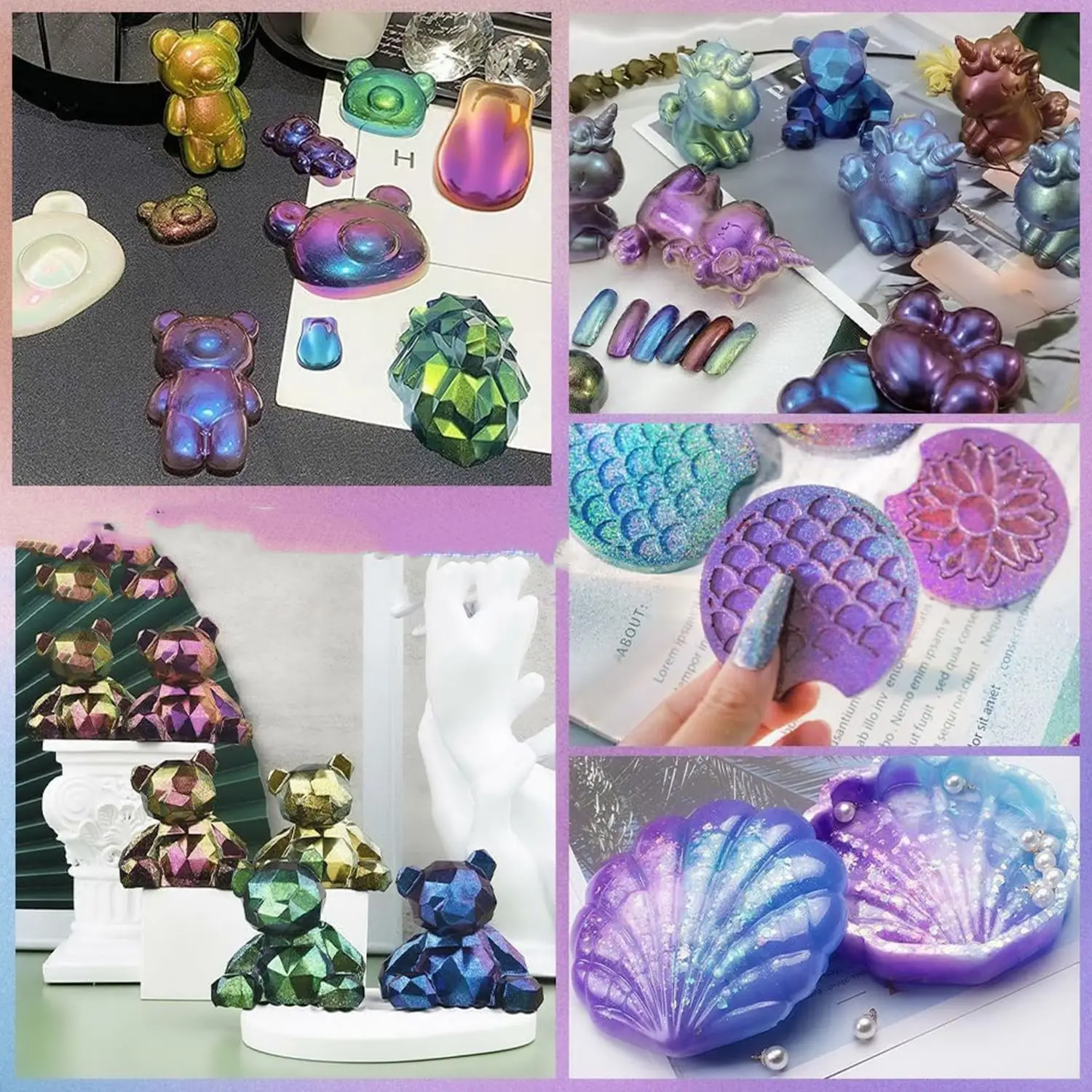 10/20pcs Mirror Chameleons Pigment Set Pearl Gloss Epoxy Resin Glitter Magic Dyed Powder Kit Resin Dye DIY Jewelry Making Tools