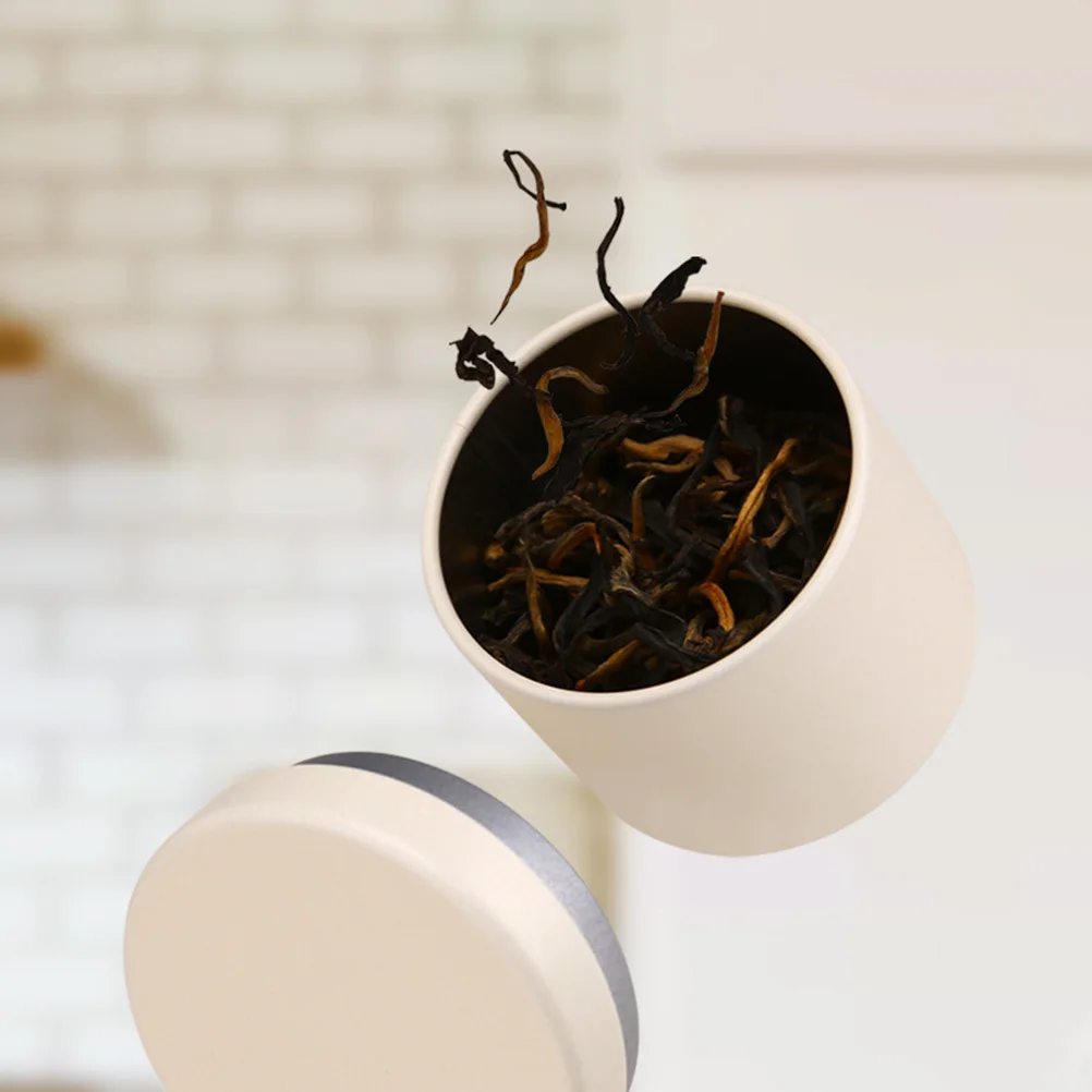 

Round Mini Portable Beige Tinplate Box Tea Leaf Storage Container Sealed Candies Organizer Small Tinplate Tea Tins Home Storage