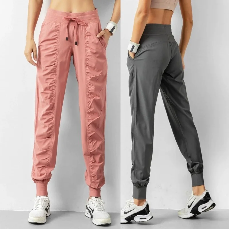 Pantalon de yoga léger taille moyenne pour femme, coupe couvertes, séchage rapide, fitness de loisirs, exercice, course lente, printemps, été