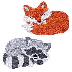 Animal Fox Decoration Adults Crafts Latch Hook Rug Kits with Printed Carpet Embroidery Do It Yourself Tapestry Diy Crochet Bag
